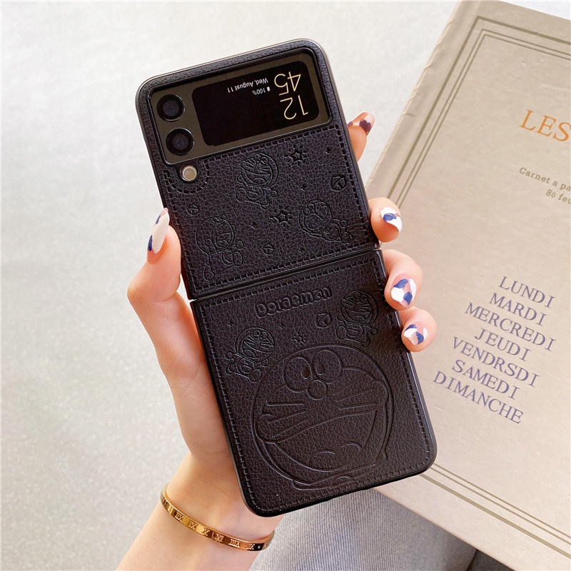 Ốp Điện Thoại Da PU Chống Sốc Hình Doraemon Dễ Thương Cho Samsung Galaxy Z Flip 4 3 2 1 Z Flip3 5G