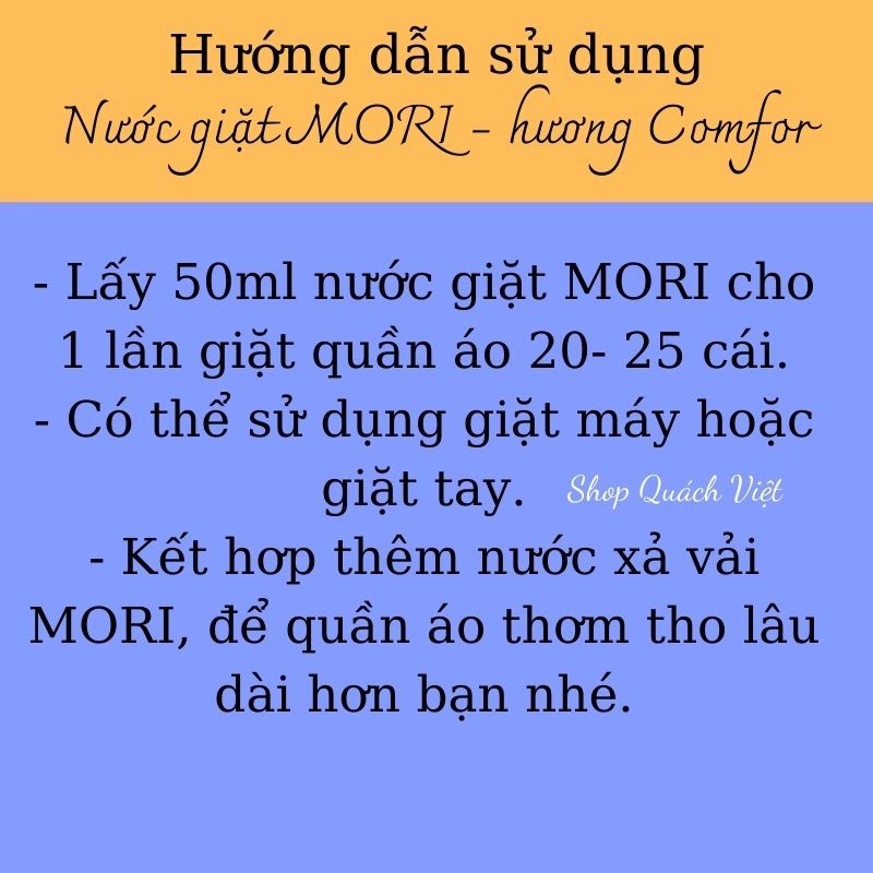 Nước giặt cao cấp MORI hương Comfor/ Enchenter/Lovely, can 10L