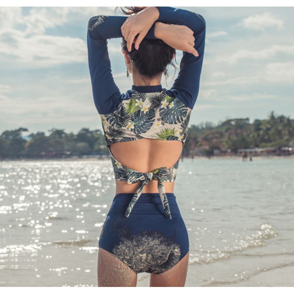 Bikini dài tay 2 mảnh 🍓QUEEN SHOP🍓 Đồ bơi nữ kín đáo Quảng Châu họa tiết lá BIK52 | BigBuy360 - bigbuy360.vn