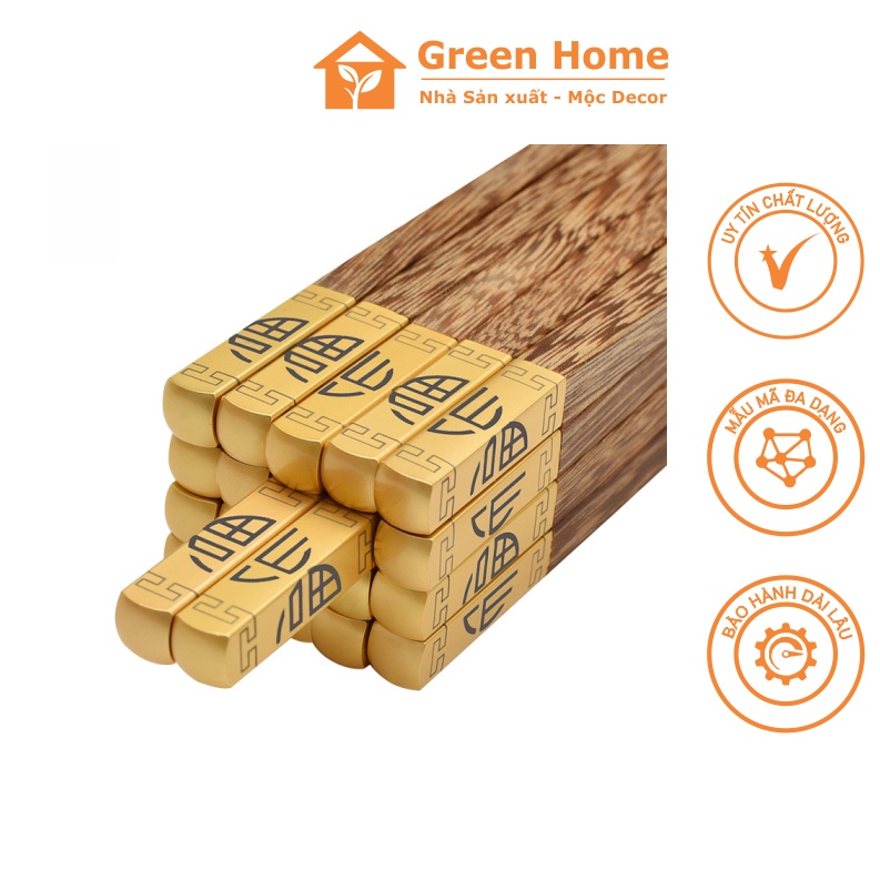 5 Đôi Đũa Cánh Gà Mạ Đầu Đồng Cao Cấp - Không Sử Dụng Hóa Chất Đảm Bảo Oan Toàn Thực Phẩm Phong Cách Nhật Bản