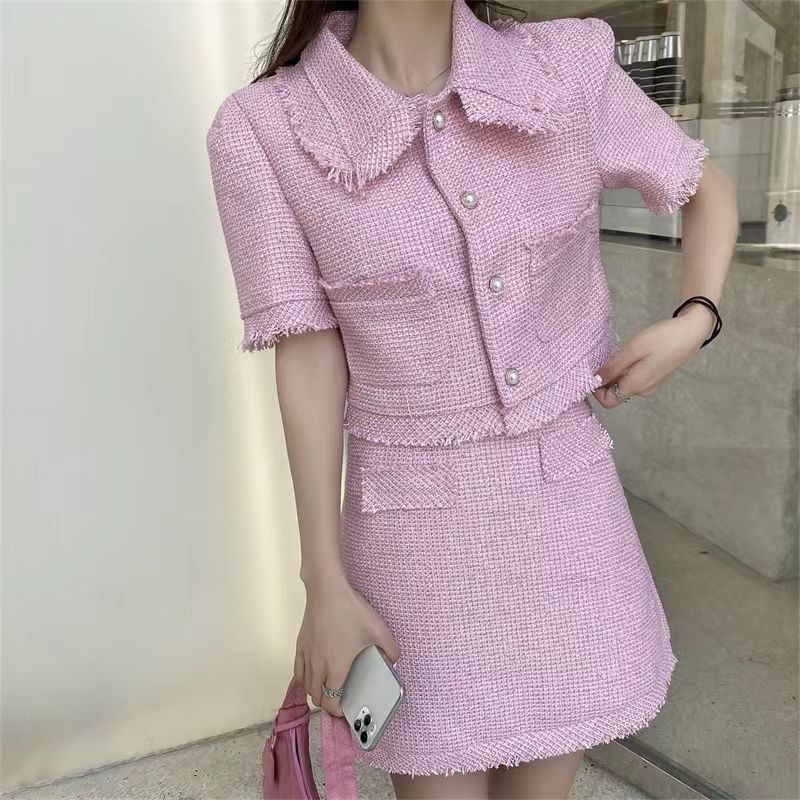 ẢNH THẬT Set Dạ Tweed 2 lớp Ba Màu Xanh Hồng Trắng