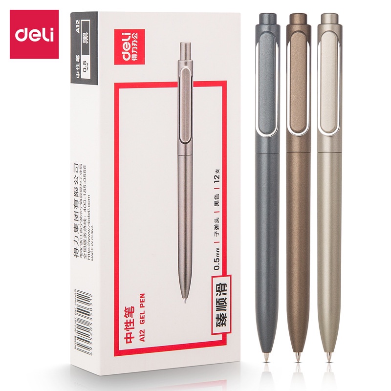 Bút Bi Nước, Bút Ký Mực Đen Deli 0.5mm Mực Đều Nét Chữ Đẹp Thiết Kế Nhỏ Gọn Đẹp Mắt