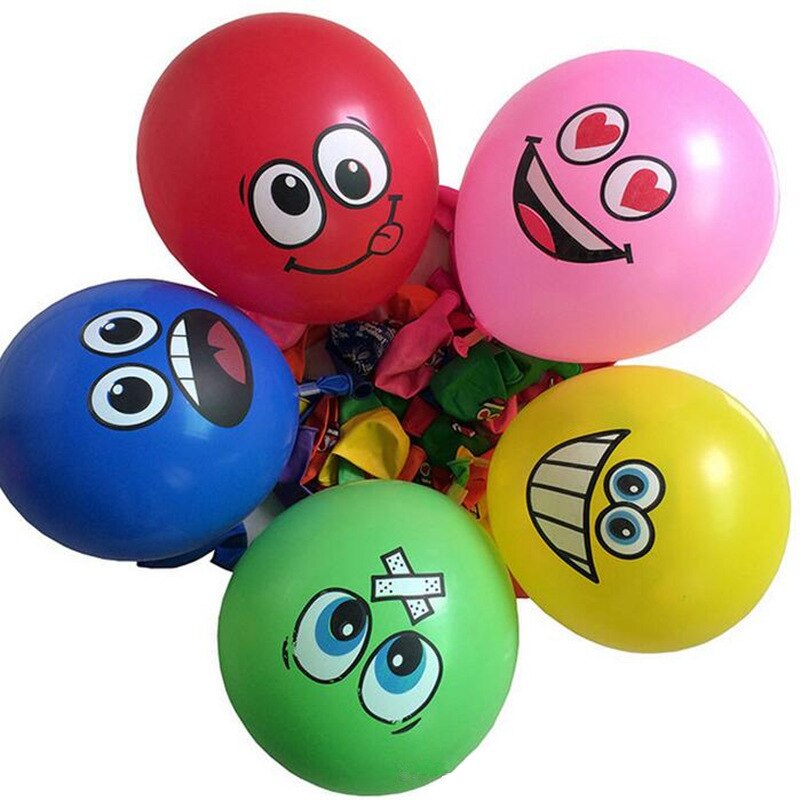Set 10 bong bóng cao su hình mặt cười 12 inch dễ thương trang trí tiệc sinh nhật cho bé