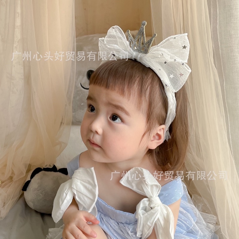 Bờm tóc voan vương miện công chúa phong cách Hàn Quốc đáng yêu cho bé