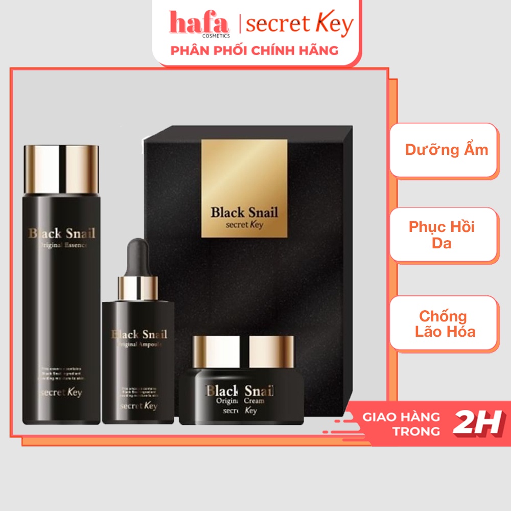 Set Dưỡng Ẩm, Phục Hồi Da, Chống Lão Hoá Từ Ốc Sen Đen Secret Key Black Snail Original Set - HAFA COSMETICS