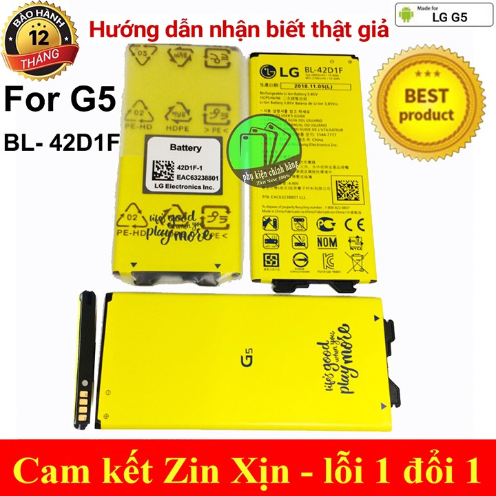 PIN điện thoại  LG G5_BL-42D1F 2800Mha,Cam kết chuẩn Zin xịn