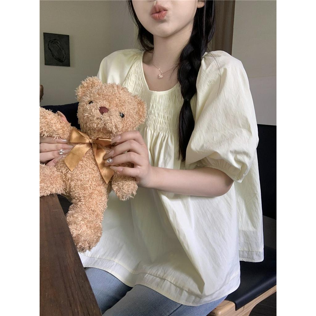 Áo Sơ Mi Cổ Tròn Dáng Rộng Màu Sắc Retro 64232