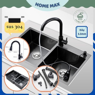 Chậu rửa bát KIEL inox sus 304 nano đen, hàng dày 3.3mm bảo hành chính hãng 2 năm