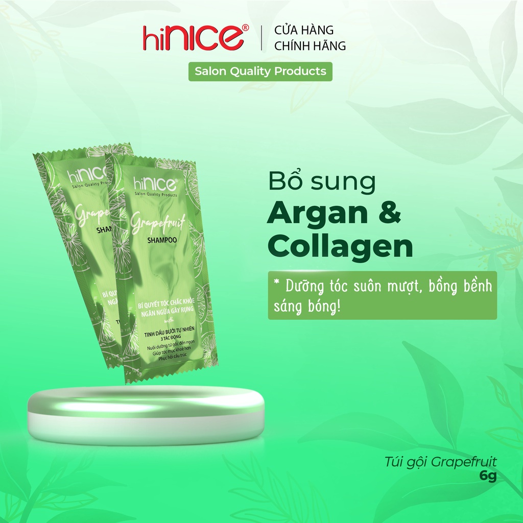 Dây dầu gội Tinh Dầu Bưởi Grapefruit hiNICE ngăn ngừa gãy rụng - Dây 10 gói