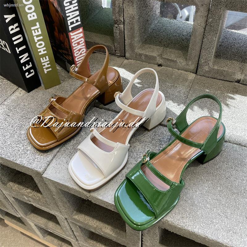 Sandal Hở Ngón Gót Dày Phong Cách Châu Âu Retro Thời Trang Mùa Hè 2022 Mới