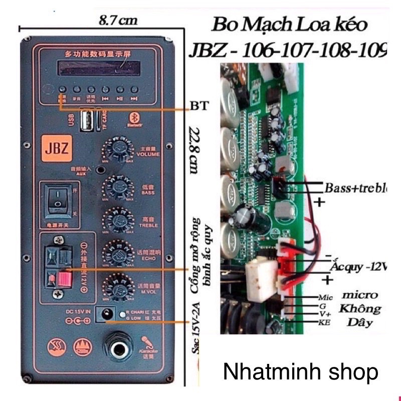 [Mã ELHACE giảm 4% đơn 300K] Mạch loa kéo jbz 106 108 108 109 ( ko bao gồm sạc và mạch mic).