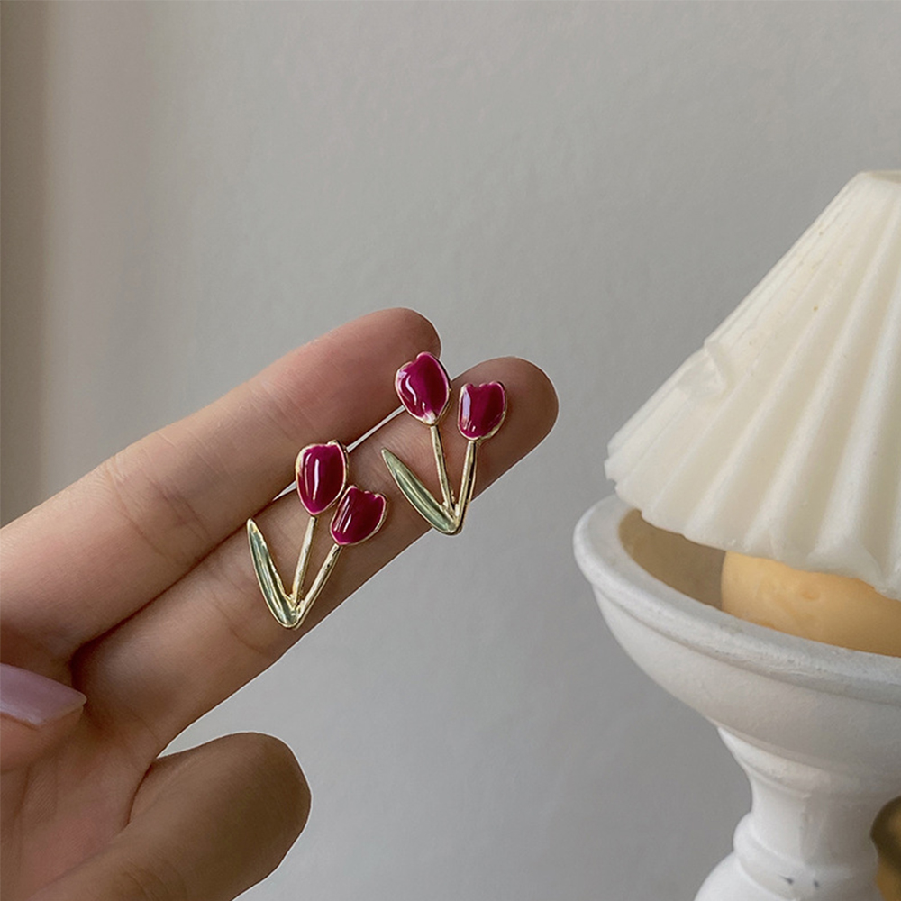 Hoa Tai Hình Hoa Tulip Phong Cách Vintage Dành Cho Nữ