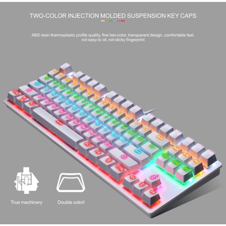 Bàn phím Cơ có dây LEAVEN K550 87 Phím 10 chế độ LED dành cho Game thủ