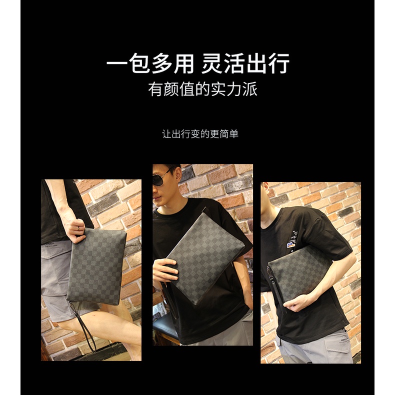 Túi Cầm Tay Họa Tiết Sọc Caro Thời Trang Cho Nam 10inch | BigBuy360 - bigbuy360.vn