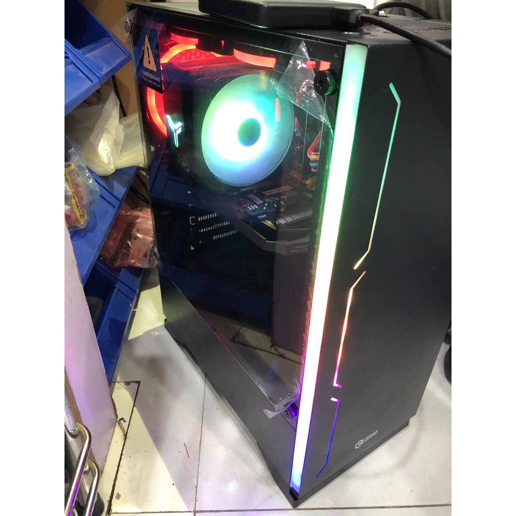 Vỏ Case máy tính Gaming Viettech X18 Trắng,Đen sẵn dải Led RGB - NO FAN