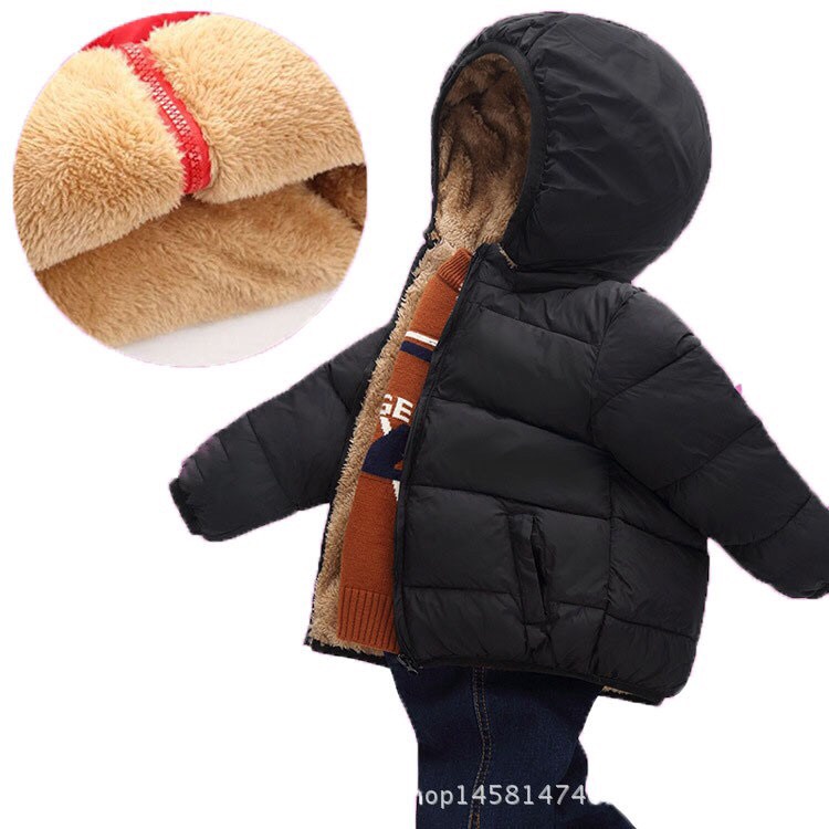 Áo phao lông cừu cựcdày dặn siêu ấm mùa đông cho bé trai gái 9-26kg