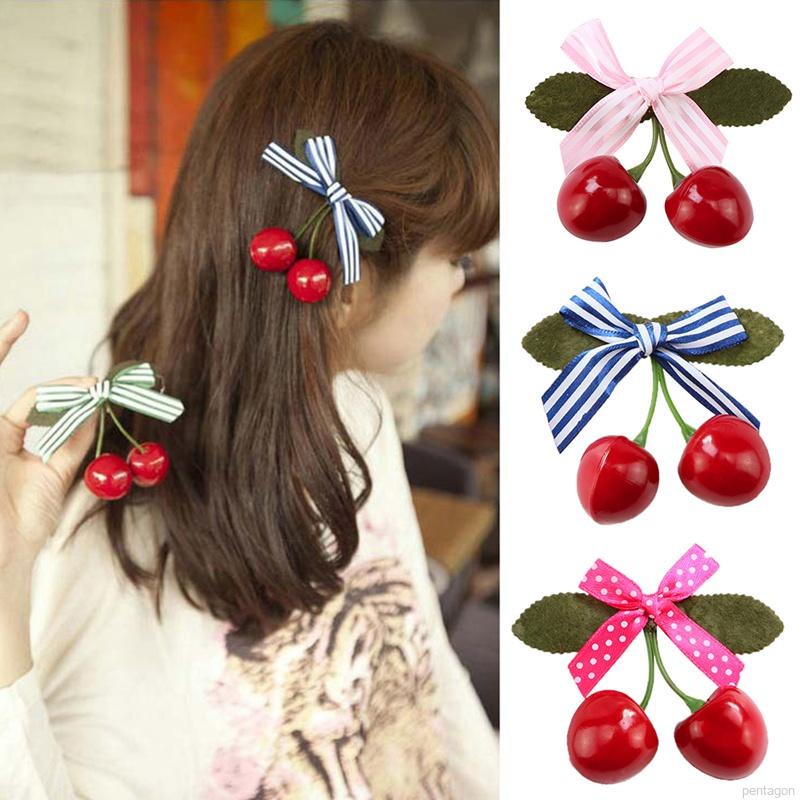 1 Kẹp Tóc Hình Trái Cherry Dễ Thương Cho Bé Gái