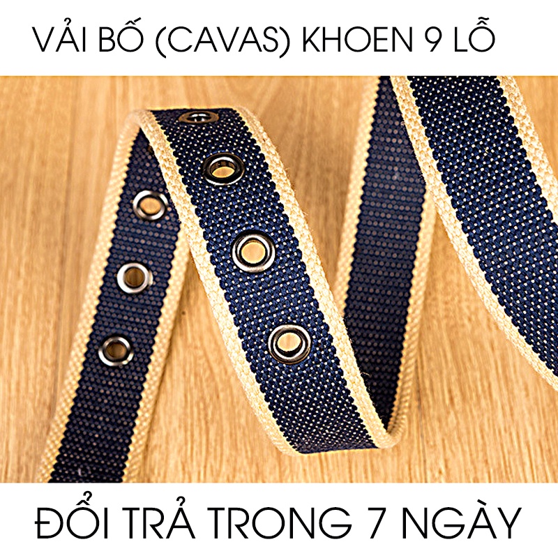 Thắt lưng nam - Chất liệu vải bố canvas-Size 3.5 x 115cm dày 0.4 cm - Khóa kim loại đen bóng mở được - Dây cắt
