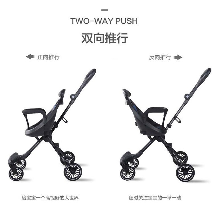 Xe đẩy đi bộ 2 chiều gấp gọn KIDVIET-PRO Baobaohao Only V3 cho bé (Đen)