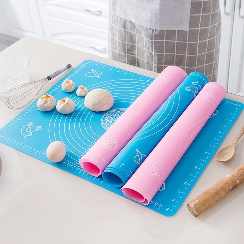 Thảm nhào bột làm bánh bằng silicon chống dính 40x50cm giao Màu ngẫu nhiên