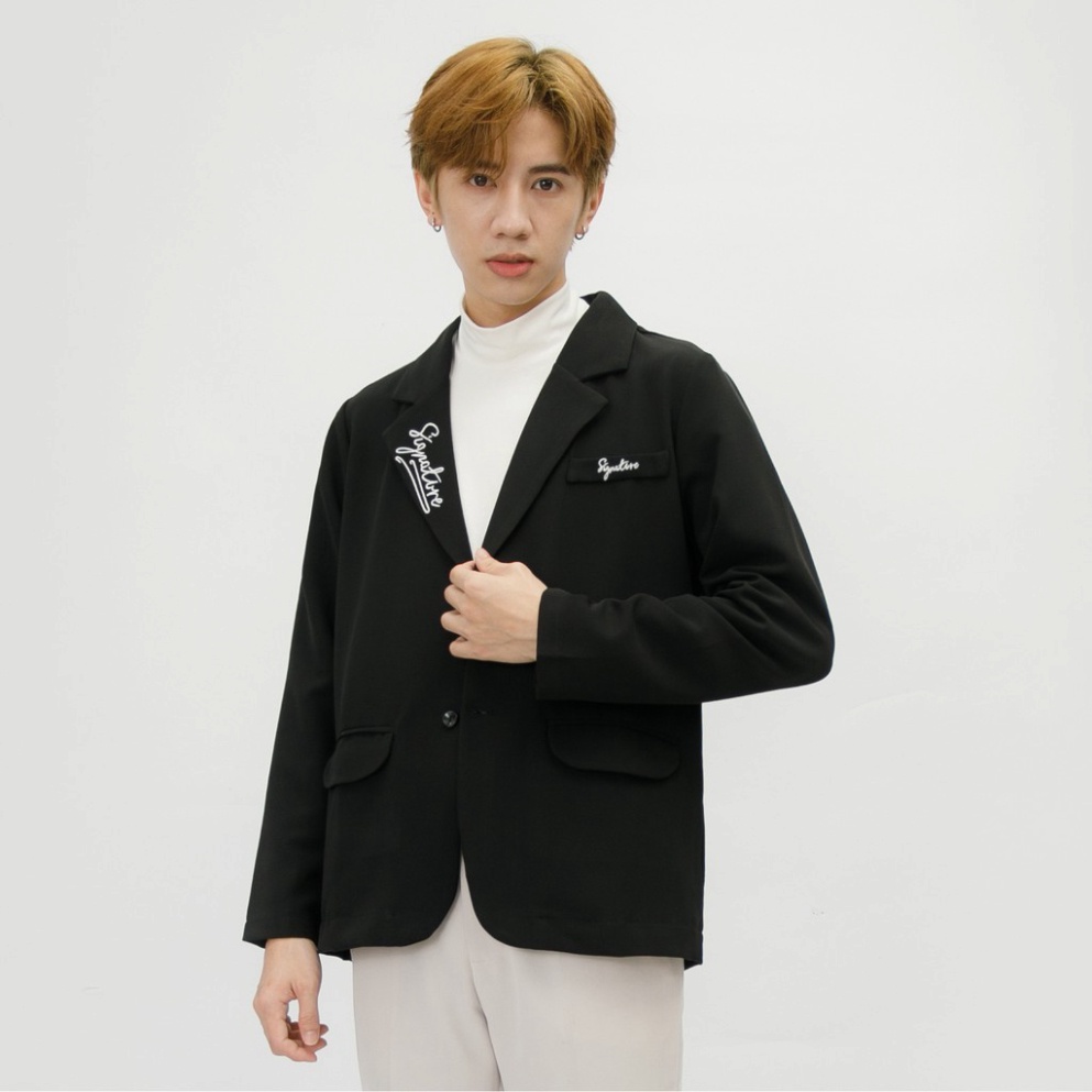 (Sỉ) Áo Blazer Dài Tay MANDO Vải Tuytsi Nam Nữ Form Rộng Họa Tiết Thêu Phong Cách Hàn Quốc Basic Thời Trang AVN002 (ảnh