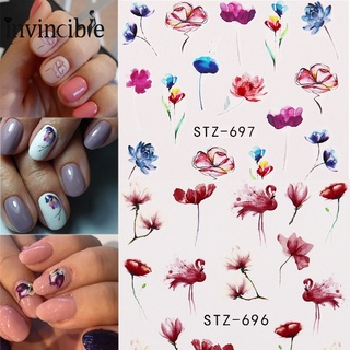 1Pc Creative Flower Flamingo Pattern 3D Nail Stickers/ Simple  DIY  Nail Art Decals Nail Decoration
