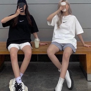 Áo thun nam nữ thêu logo Nike vải cotton, áo phông unisex form rộng tay lỡ VTL Store