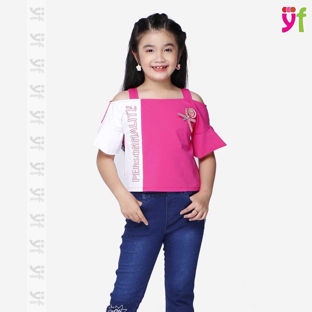 Áo Thun Bé Gái Hở Vai Thiết Kế Tay Lửng YF - 9AX323