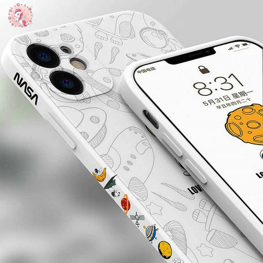 Ốp Điện Thoại Silicon Viền Vuông In Hình NASA Cho iPhone 13 Pro Max 12 11 Pro Max 13 Pro XSMAX XR XS X 8 7 6S Plus 12 Pro 11 Pro