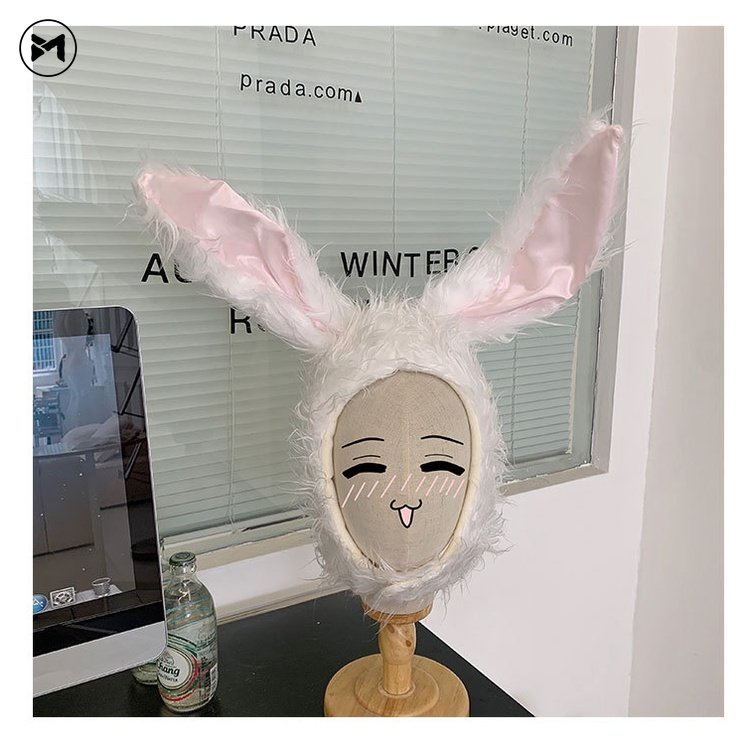 Mũ Trùm Đầu Giữ Ấm Tai Thỏ Dễ Thương Cho Bé Gái