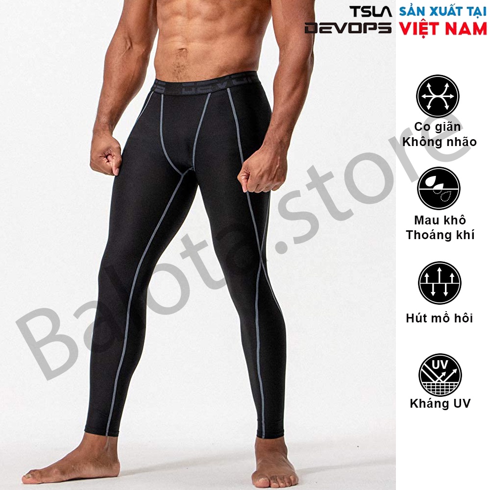 Quần legging nam DEVOPS có túi form ôm người, chất vải co giãn 4 chiều phù hợp với anh em chơi thể thao, gym, chạy bộ... | BigBuy360 - bigbuy360.vn