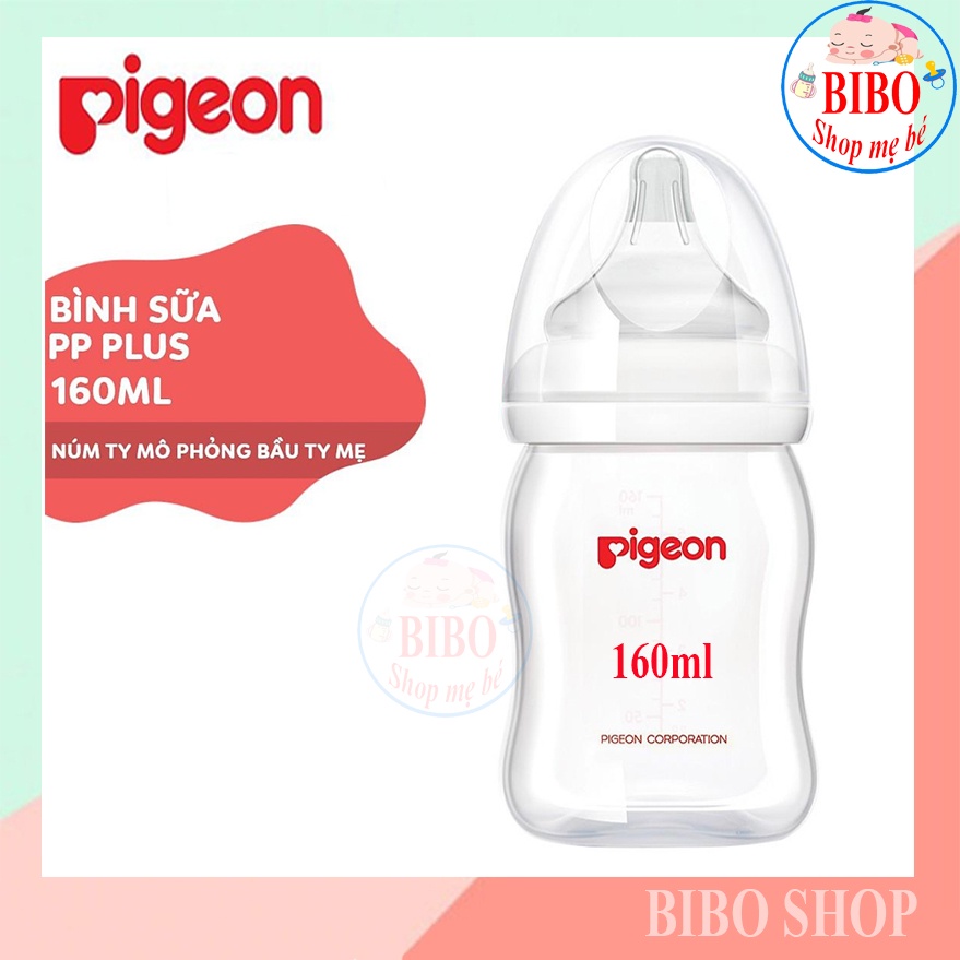 Bình Sữa Cổ Rộng PP Plus Pigeon 160ml/ 240ml/ 330ml, Bình Bú Cho Bé