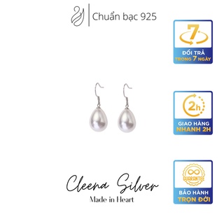 Khuyên tai bạc 925, Bông tai ngọc trai nhân tạo Rubby Earrings phong cách Hàn Quốc Cleena Silver