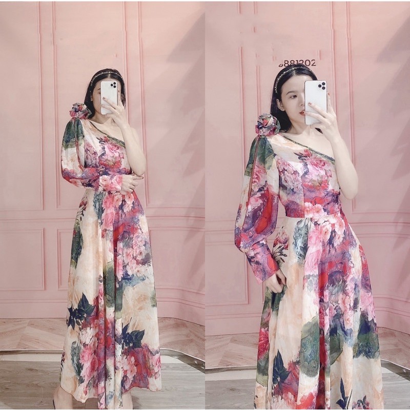đầm maxi hoa 1 tay | BigBuy360 - bigbuy360.vn