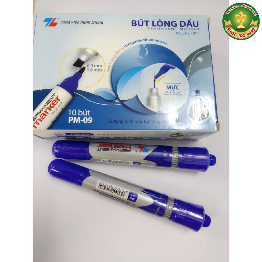 Bút lông dầu thiên long PM09,bút dạ dầu 2 đầu loại to có thể đổ mực tái sử dụng