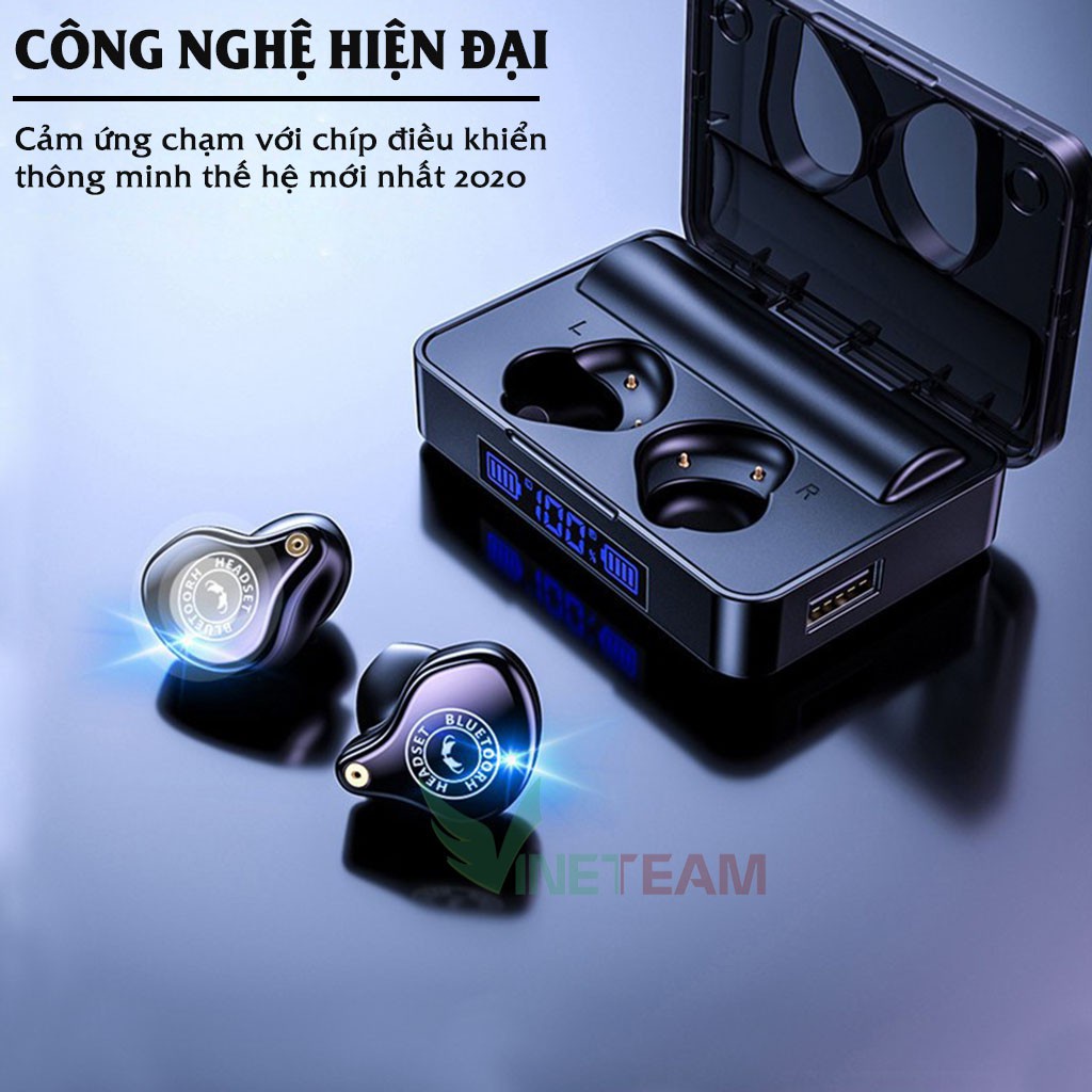 Tai nghe Bluetooth không dây Vinetteam TWS XS Plus ,Chống ồn cao cấp ,Pin trâu 3600mah Chống nước Ipx7,Âm thanh 9d -3953