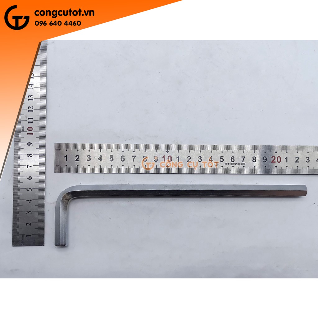 Lục giác lẻ 10mm chữ L 220x50mm hợp kim SOM440 trắng