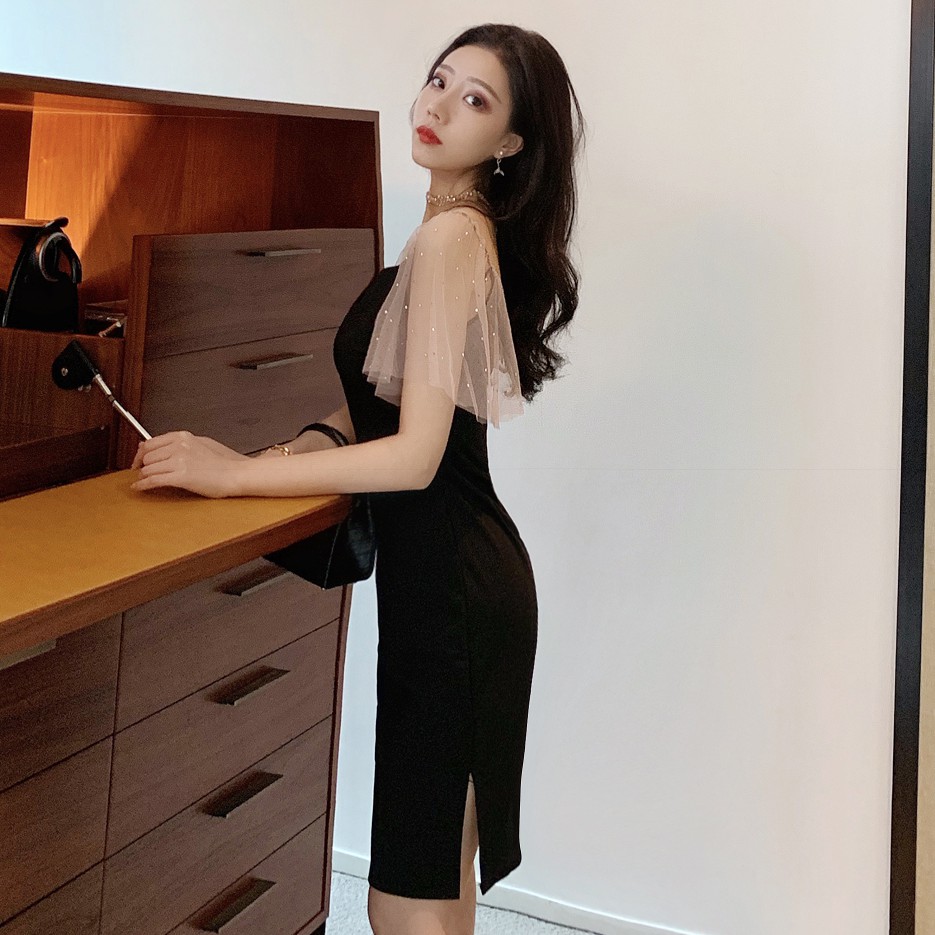 Đầm dáng ôm tay ngắn mini Emilyshop