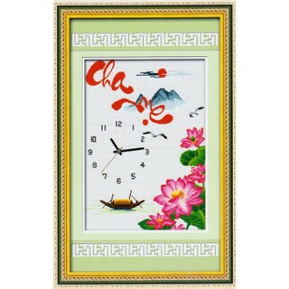 (ĐÃ THÊU) Tranh thêu thành phẩm ĐỒNG HỒ CHA MẸ 40x60cm P8664