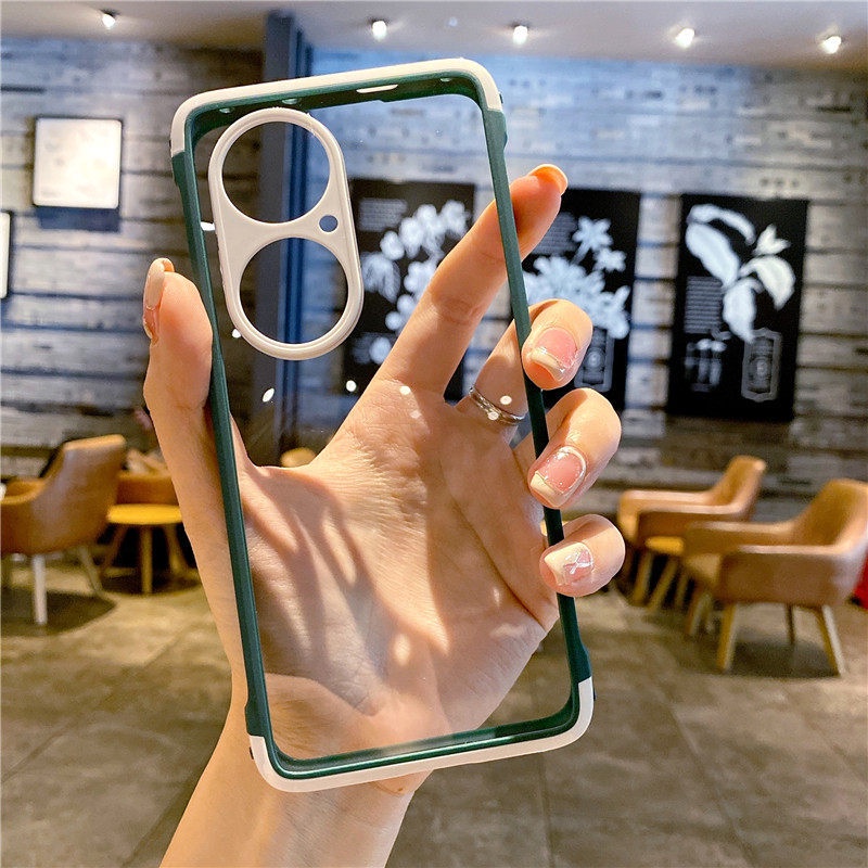 Ốp điện thoại trong suốt màu trơn đơn giản cho Huawei P50Pro mate40 P30 P40 pro