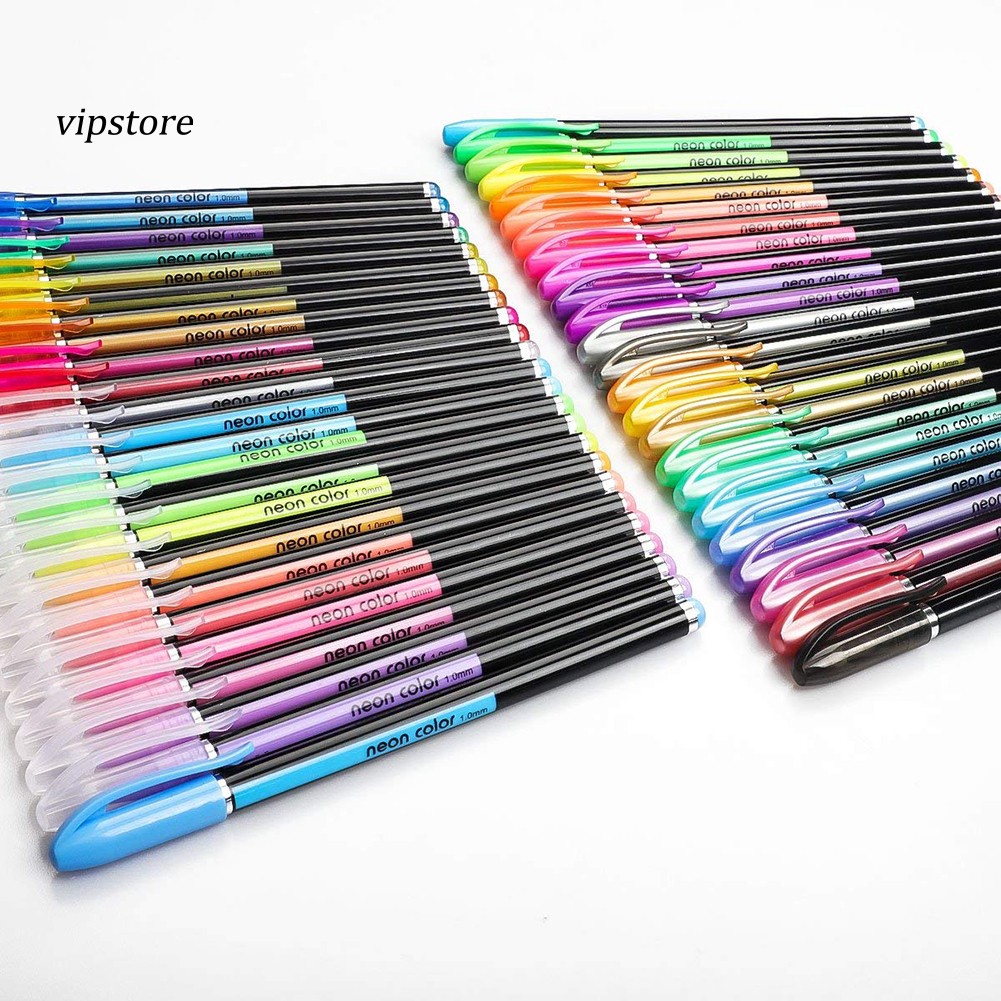 【VIP】48Pcs Colorful Glitter Graffiti Marking Painting Highlighter Gel Pen Stationery