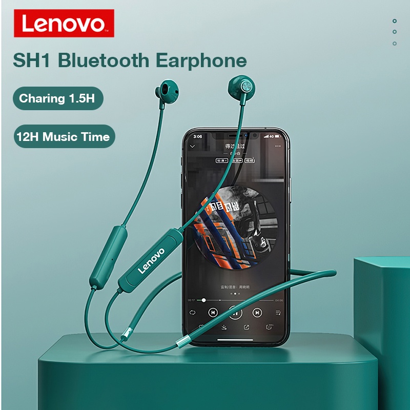 Tai nghe không dây Lenovo SH1 IPX5 thiết kế đeo cổ từ tính chống thấm nước có micro