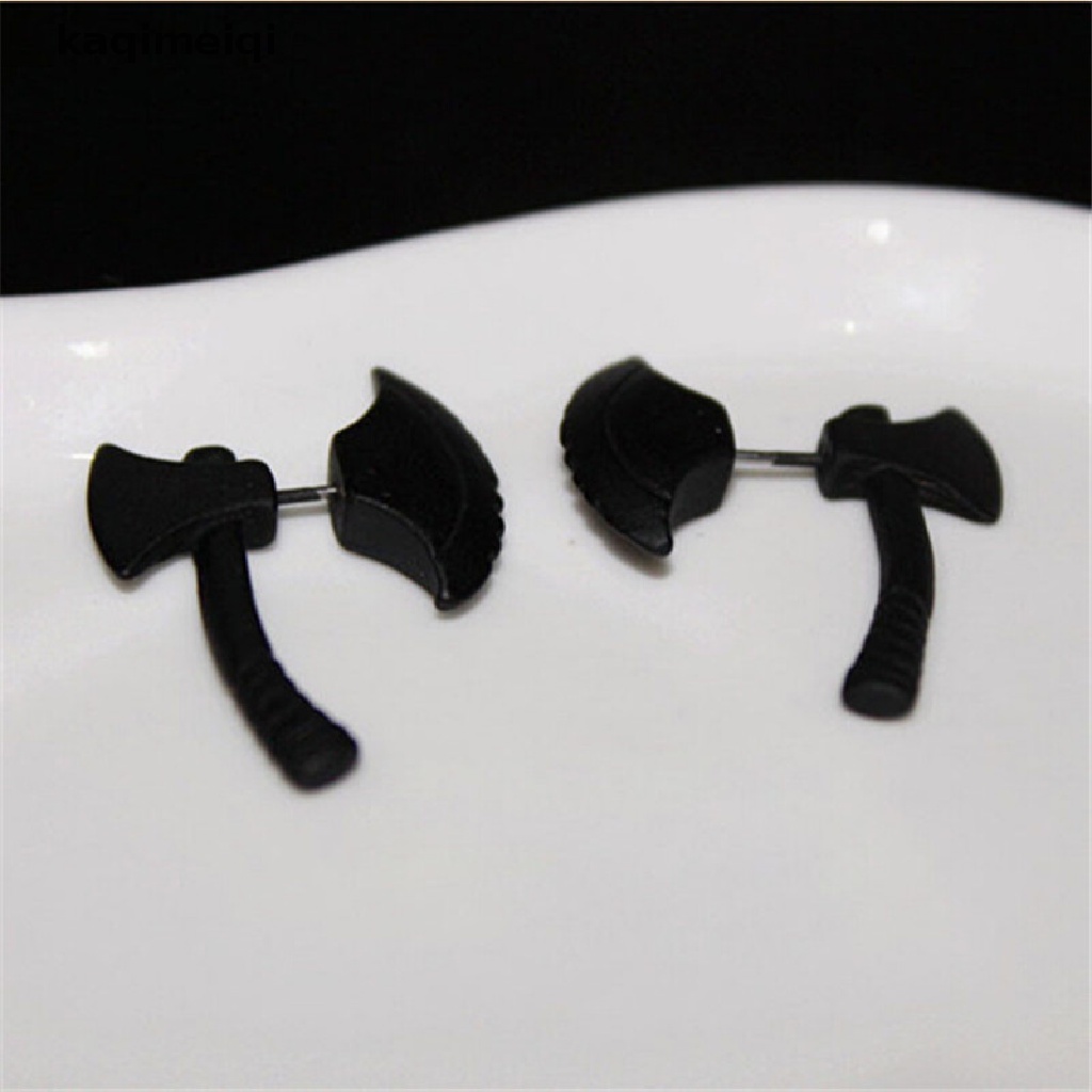 [KAQ] 1pc Punk 3D Stereoscopic Black Ax Impalement Men and Women Ear Stud Earring  GJL