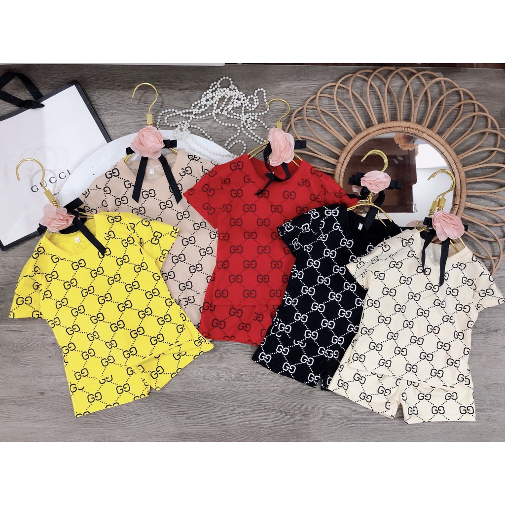 [Free Ship - Siêu Hot - Đẹp Sang] Set bộ quần áo cotton in 3D Gụcci cho bé hàng tuyển loại 1 chất cực đẹp thoáng mát