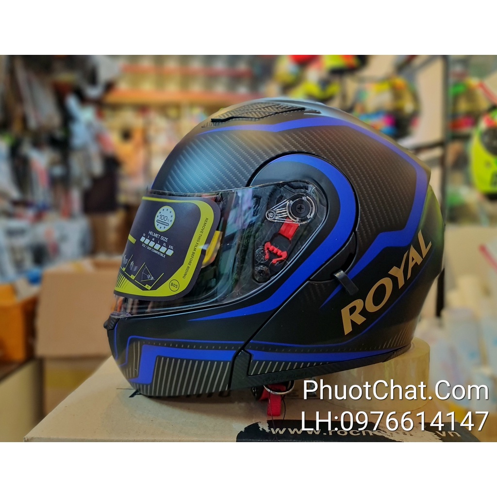 Mũ bảo hiểm Fullface 2 kính lật hàm M179 màu V4 đen xanh biển