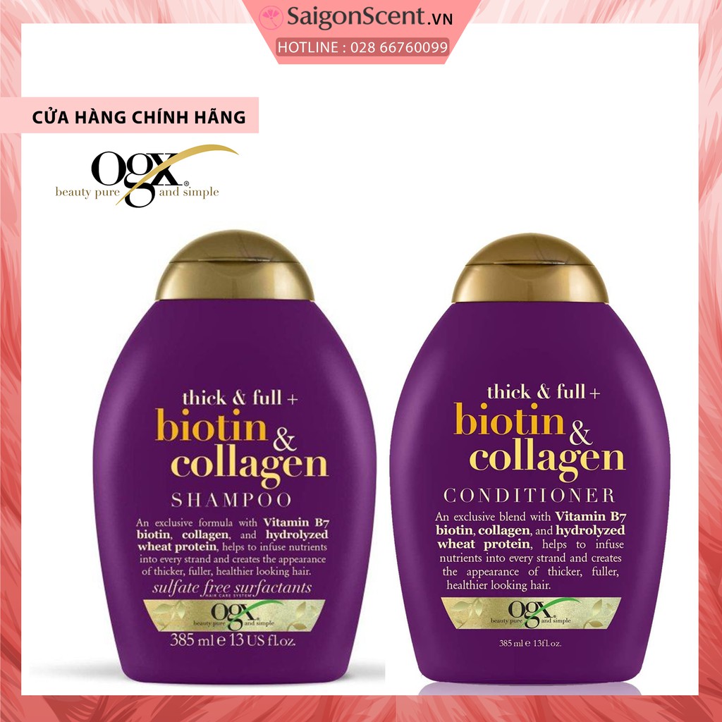 [SaigonScent] Gội xả OGX Biotin Collagen Shampoo & Conditioner ( 2x385mL )