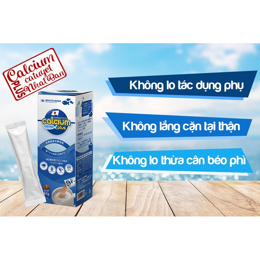 CALCIUM COD FISH PLUS (HỘP 14 GÓI) HÀNG NHẬP KHẨU- Canxi Cá Tuyết.