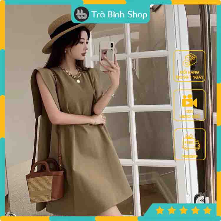 Đầm thô babydoll 3 màu Váy suông tay cánh tiên siêu xinh
