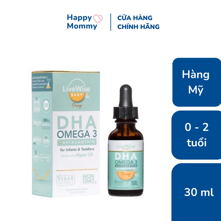 DHA Omega-3 dạng giọt Livewise Baby vị cam 30ml