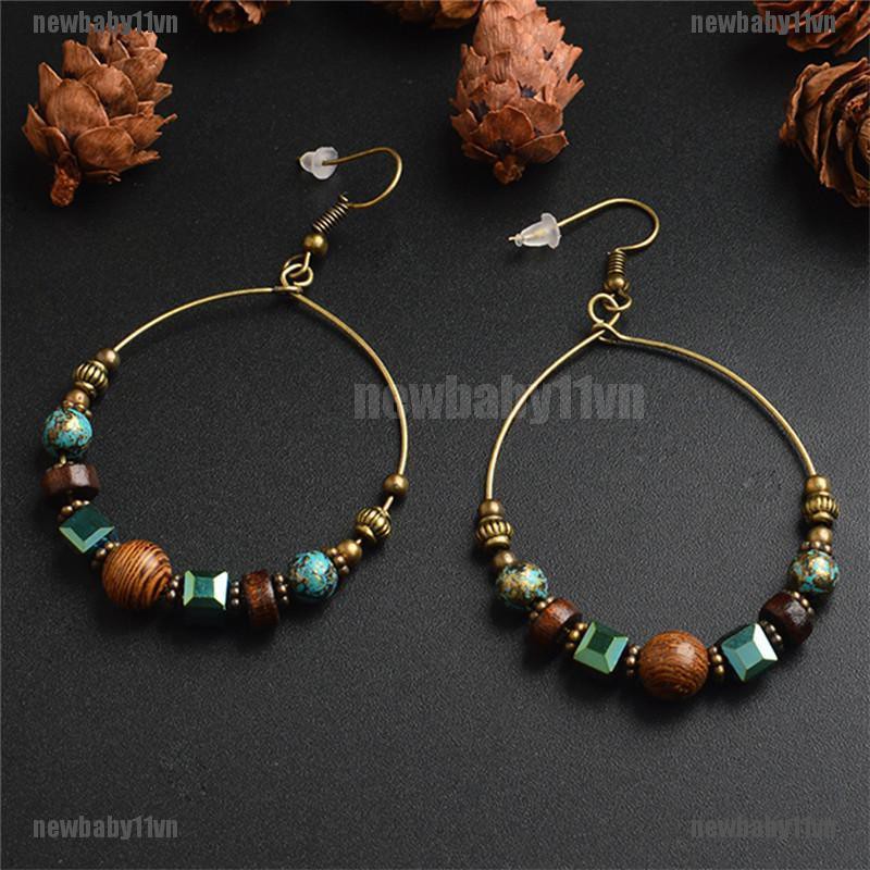 Khuyên Tai Chuỗi Tròn Đính Hạt Phong Cách Bohemian